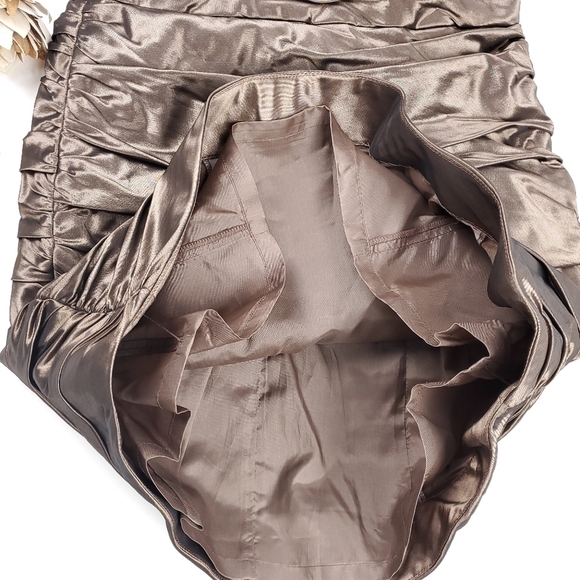 Teri Jon Brown Satin Formal Strapless Dress 6 - Picture 3 of 12